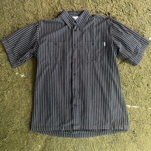 carhartt Button Down Striped Black Yellow shirt large Vintage
